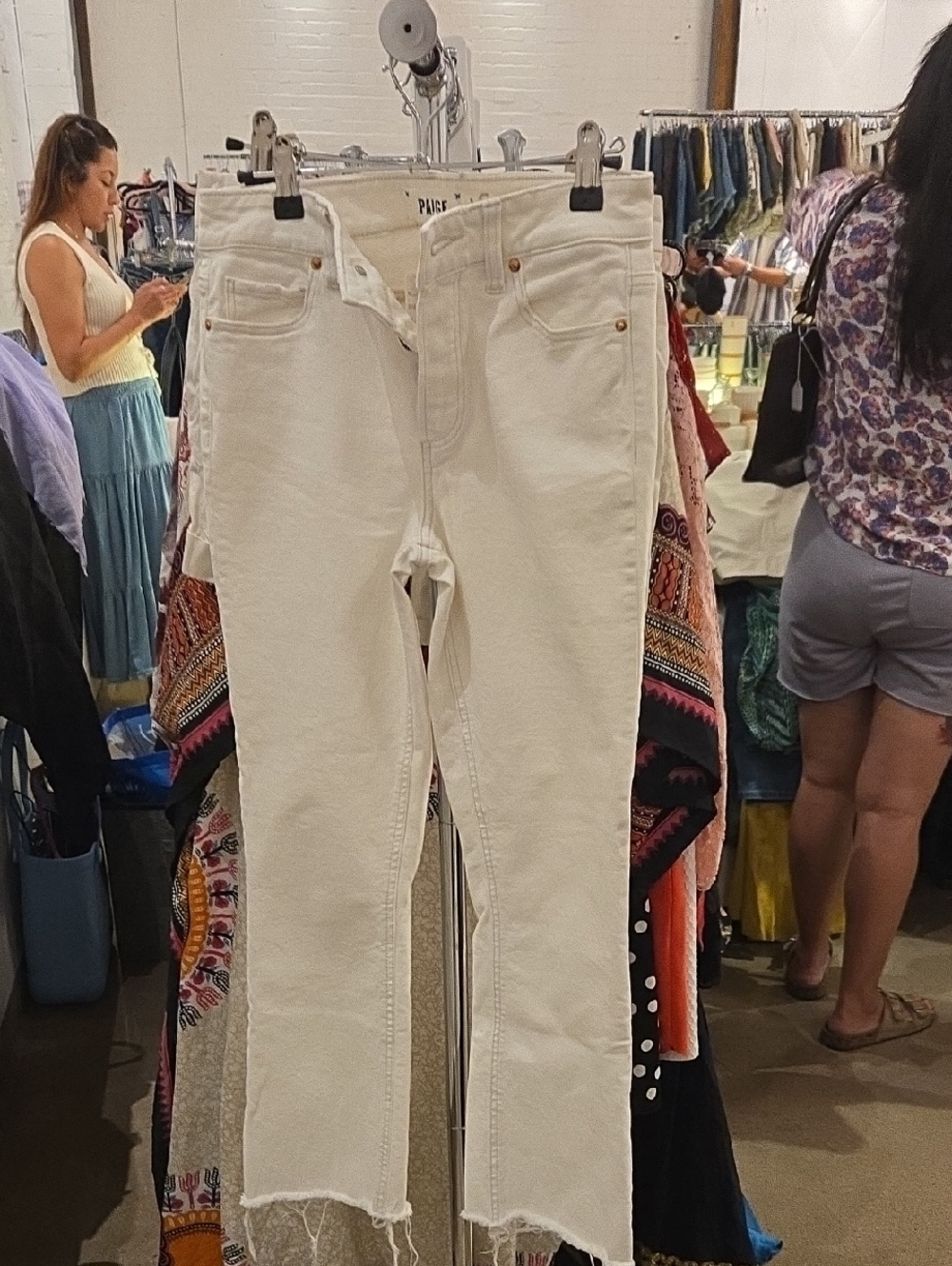 PAIGE Off-White Straight Leg Jeans